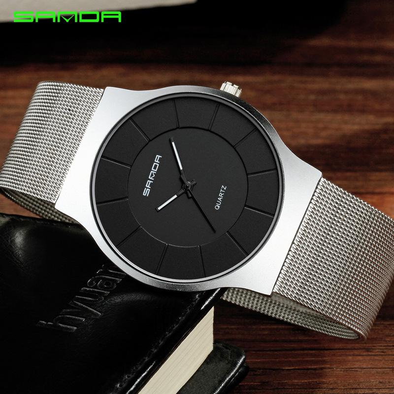 Sanda Unisex Blue Light Fashion Quartz Watch with Mesh Band