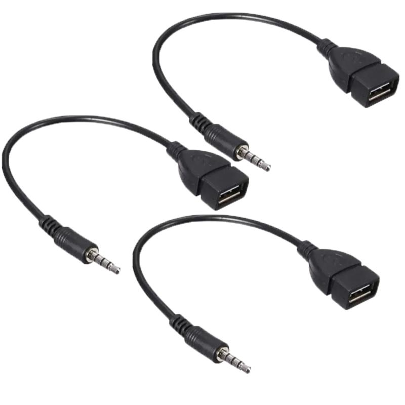 3.5mm Mp3 Data Transfer Cable with Decoder Adapter USB Audio Jack Adapter Male Round To USB Port Plug Car Interior Accessories