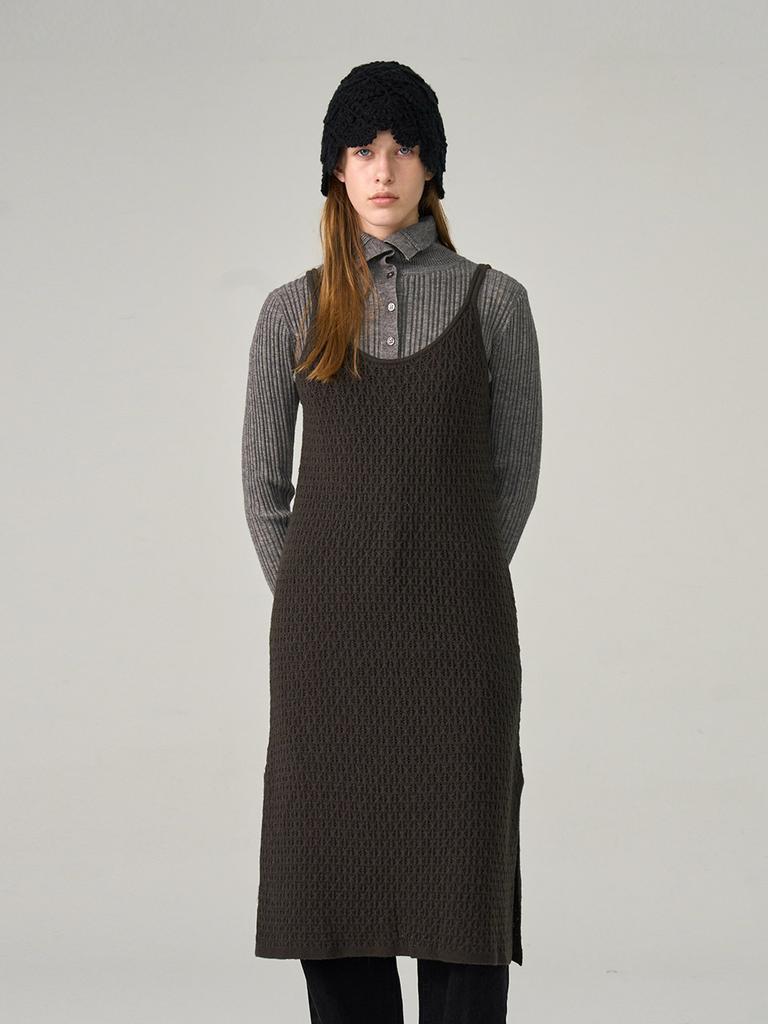 Hunch Teticulated Tissue Long Knit Dress (2Color)