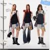 UNIFREE Contrast Denim A-Line Overall Dress