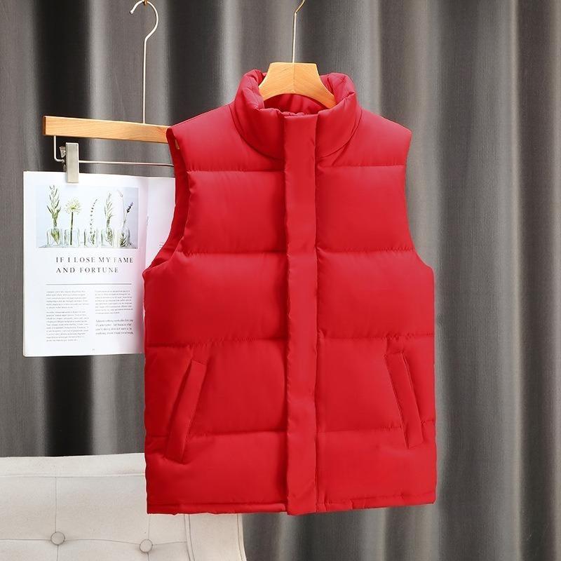 Gilet di Cotone Piumino da Uomo Autunno e Inverno Giacca Plus Velluto Ispessito Gilet Tinta Unita Collo Alto