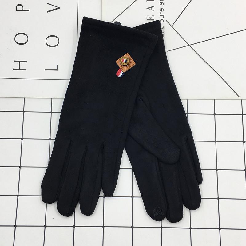 Suede Women's Gloves Single Line Hairy Winter Warm Outdoor Fleece Student Split Finger Touch Screen Gloves