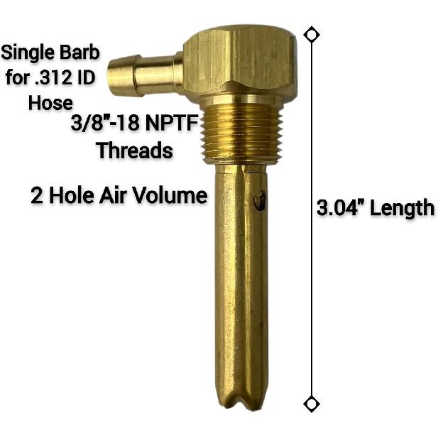3/8 Fuel Tank Vent for .312 ID Hoses | .375-18 NPTF Thread Pitch | FTA-V-22, Brass