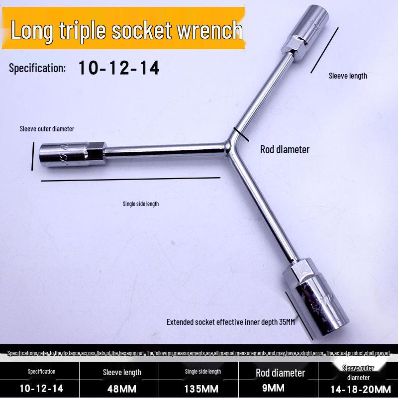Triple Hex Socket Wrench Set for Car, Motorcycle, and EV Battery Repair