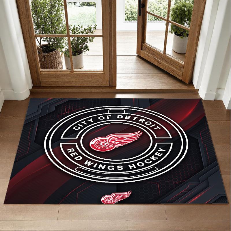 Detroit Red Wings Design Crystal Velvet Rug Soft Decorative Mat for Bedroom Entrance