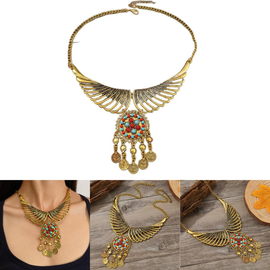 Inspired Vintage Ethnic Coin And Tassel Necklace With Wing Design For Daily