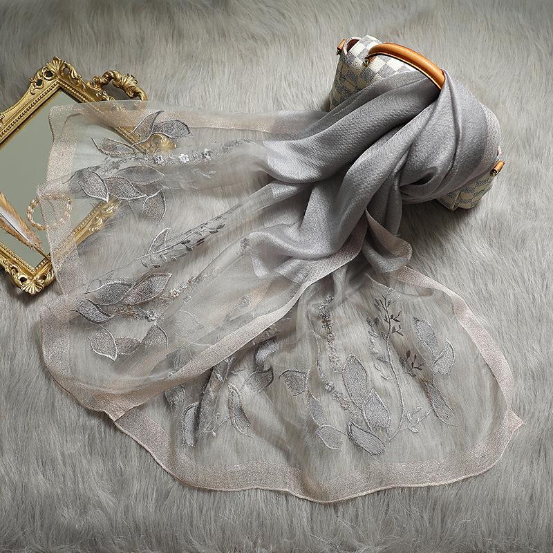 Fashion  Silk Wool Scarf  Embroidered Women Shawls And Wraps Lady Travel Pashmina High Quality Winter Neck Scarves Hijab