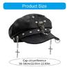 2000s Women Beret Hat Punk Rivet Decors Flat Top Cap Breathable PU Leather Octagonal Hat for Casual and Cosplay Wear