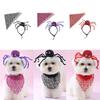 Halloween Pet Costume Dog Cats Neckerchief Cobweb Collar Scarf Pet Birthday Supply Dog Bandana Soft Triangular