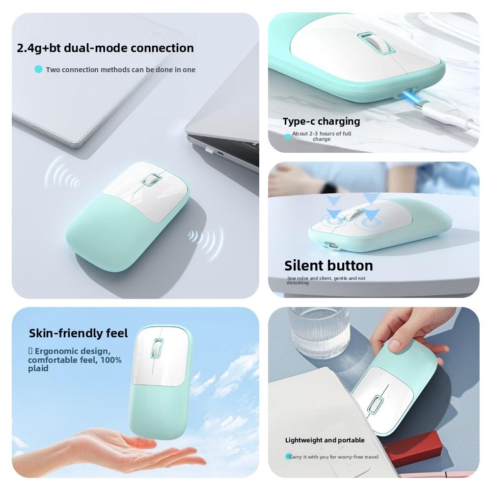 Dual-Mode Laptop Wireless Mouse Portable Silent 2.4G Bluetooth Cordless Mouse USB Receiver 10M Wireless Bluetooth Charging Mouse