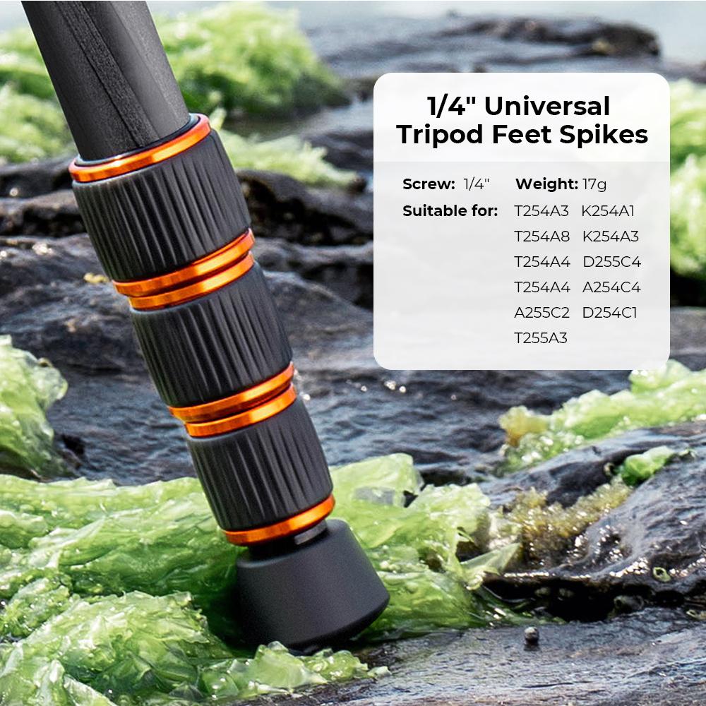 K&F CONCEPT 3Pcs  Tripod Foot Spikes Set 1/4 Inch Thread Rubber Anti-Slip Tripod Monopod Legs Feet Replacement Parts