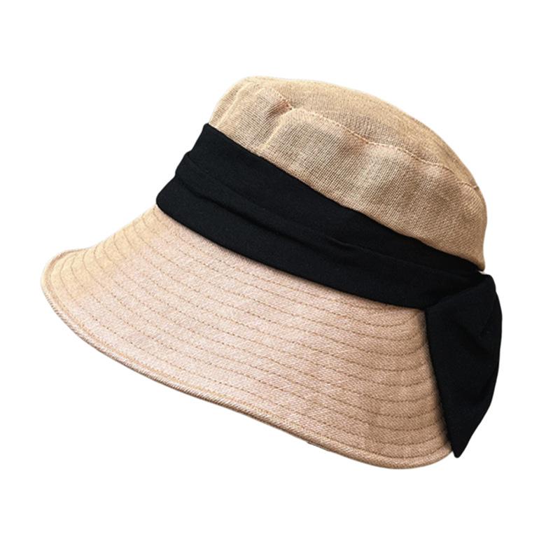 Japanese Washi Light Breathable Bow Bucket Hat Women Spring Summer Big Brim Foldable Sunscreen Visor