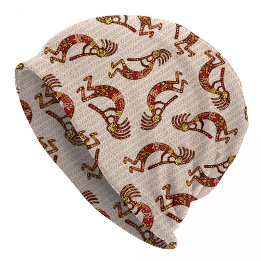 Custom Southwest Tribal Native American Kokopelli Skullies Beanies Caps Streetwear Winter Warm Knit Hat Adult Unisex Bonnet Hats