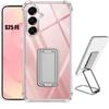 Case for Samsung Galaxy S25 FE, Transparent Slim Silicone with Silver Foldable Stand