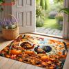 1pc Soft Flannel Rug Suitable for Thanksgiving Turkey Pumpkin Autumn Leaf Pattern Non-Slip, Machine Washable Fade-Resistant Mat Suitable for Living Ro