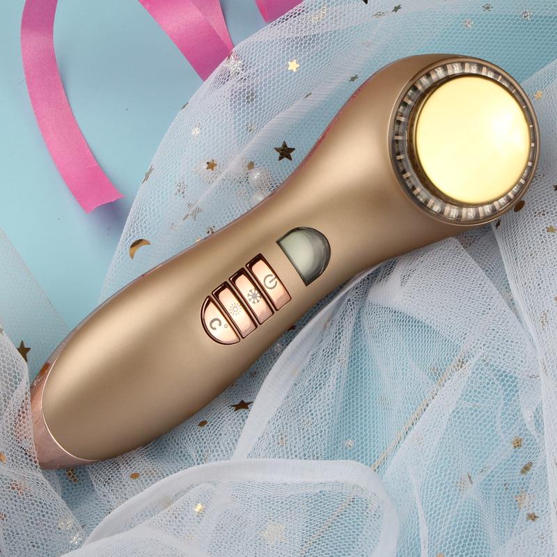 Color Light Vibration Beauty Device: Anti-Wrinkle Skin Rejuvenation Massager with Hot/Cold Therapy and Red/Blue Light