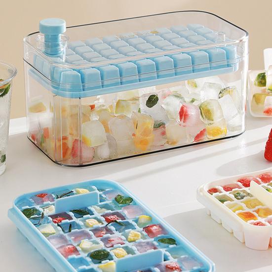 Ice Cube Trays with Bin Ice Shovel 100/200 Cavity Stackable Ice Molds for Freezer One Click Press Easy Release Ice Maker for Cocktails Whiskey Juice