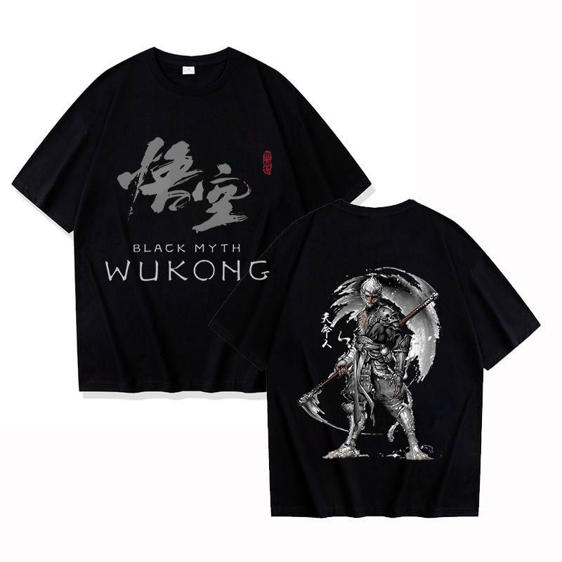 Black Myth Wukong Game T‑Shirt Men Women Casual Short Sleeve Tee Streetwear Gaming Fans Harajuku Top for Game Lovers Gift