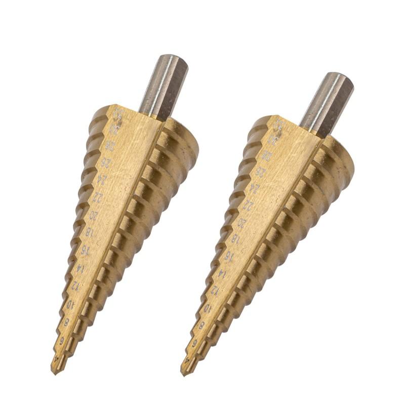 Stepped Cone Drill Bit for Christmas Trees, 2 Pieces, for Metal and Wood, 4-32mm