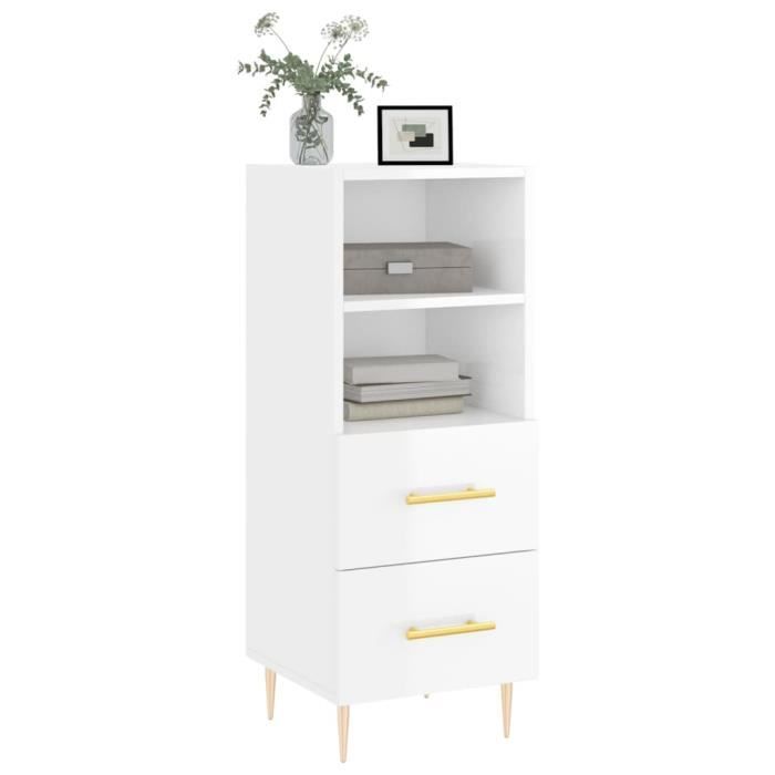 VidaXL Buffet High-Gloss White 34.5x34x90 Cm Engineered Wood 828654