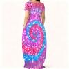 Summer Round Neck Short Sleeve Garment For Plus Size Women Loose Stylish Dress For Indoor Rest And Outdoor Walks