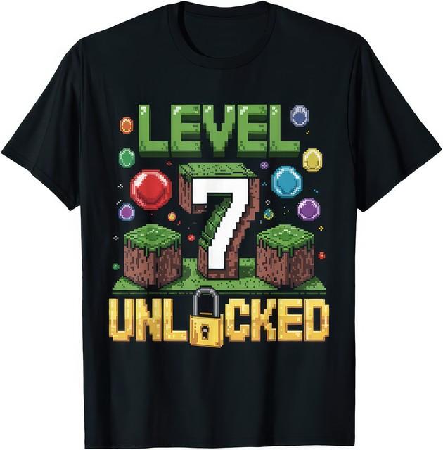 Level 7 Unlocked Kids Birthday Games T-Shirt XXL