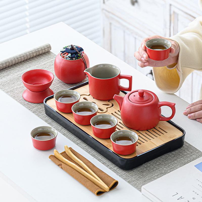 Travel Kung Fu Tea Set Small Set Household Japanese Tea Pot Ceramic Outdoor Tea Cup Festive Gift Engraving