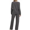 Women's Casual Long Sleeve Pullover Top and Wide Leg Pants Two Piece Set Comfortable Lounge Outfit for Everyday Wear