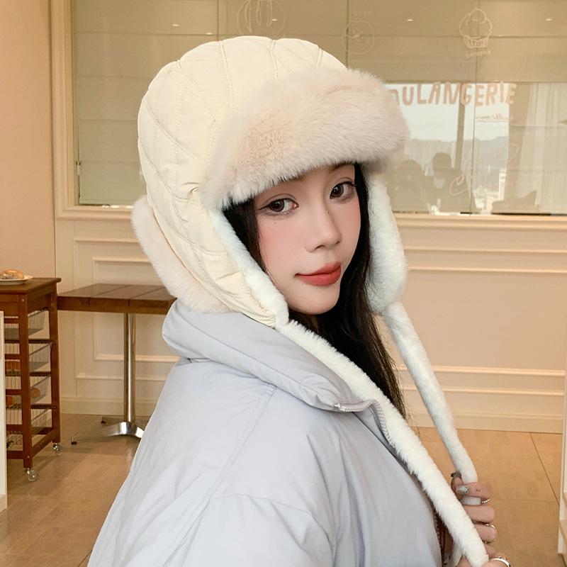 

Зимняя шапка женская флисовая утолщенная теплая шапка модная универсальная для улицы для катания ветрозащитная с защитой ушей average size