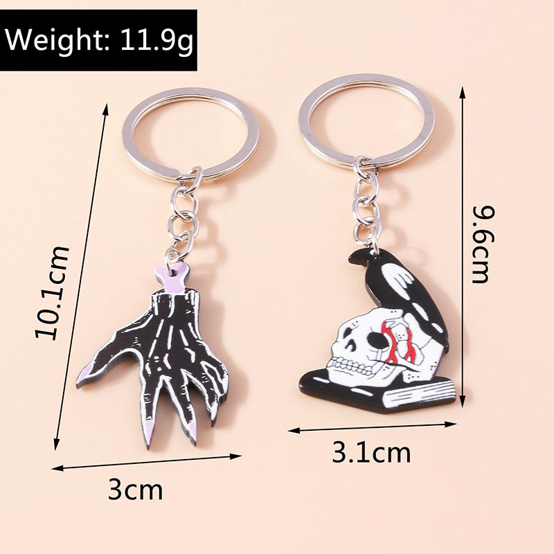 2 Pcs Skull Keychain Halloween Ghost Claws Key Ring Pendants for Men Women Handbag Decor Charms DIY  key Chain Jewelry Gifts