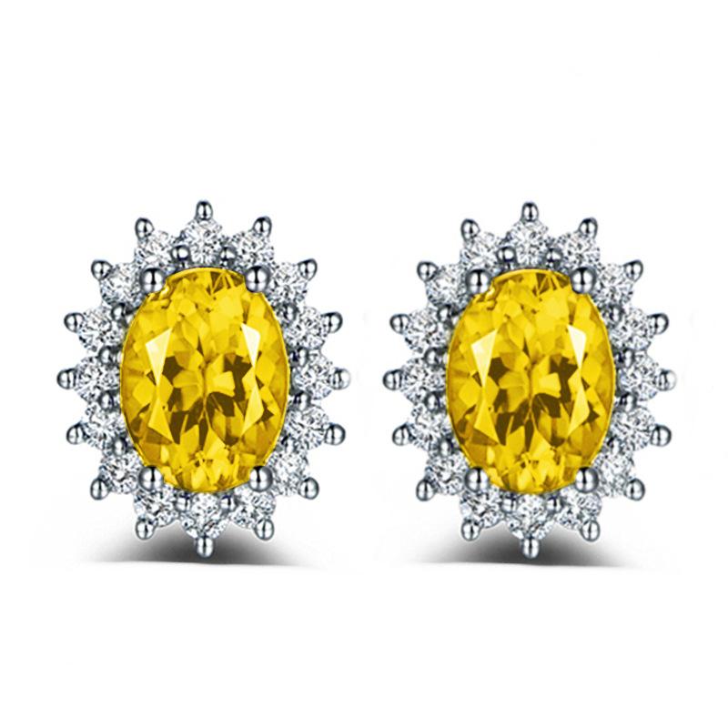 Orecchini Moda Lusso Girasole Caibao Incastonati di Diamanti