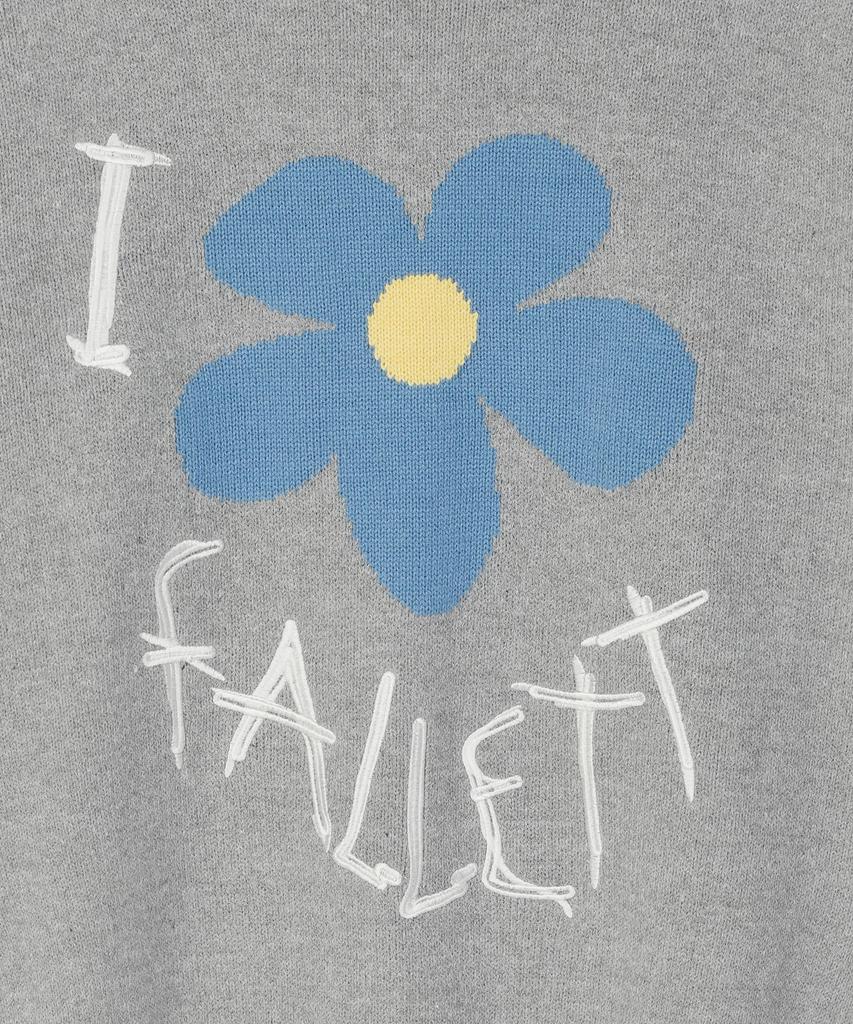 FALLETT Drawing Flower Knit Melange Gray