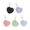 Cute Heart Shape Badge Holder Keychain Anime Pin Pendant PU Leather Display Protector Bag for Students and Collectors
