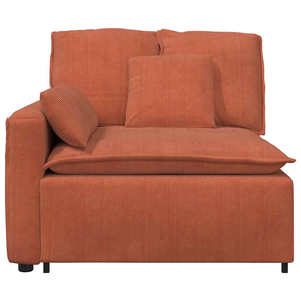 Modular Sofa End Module with Armrest and Cushions Red Orange 100 Cm