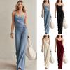 Sommer Zweiteilige Outfits für Damen, Ärmelloses Tanktop mit Spaghettiträgern und passende lange Hose Lounge Trainingsanzug