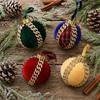 8CM Red Patch Christmas Ball Ornament - DIY Fabric Wrapped Tree Decoration