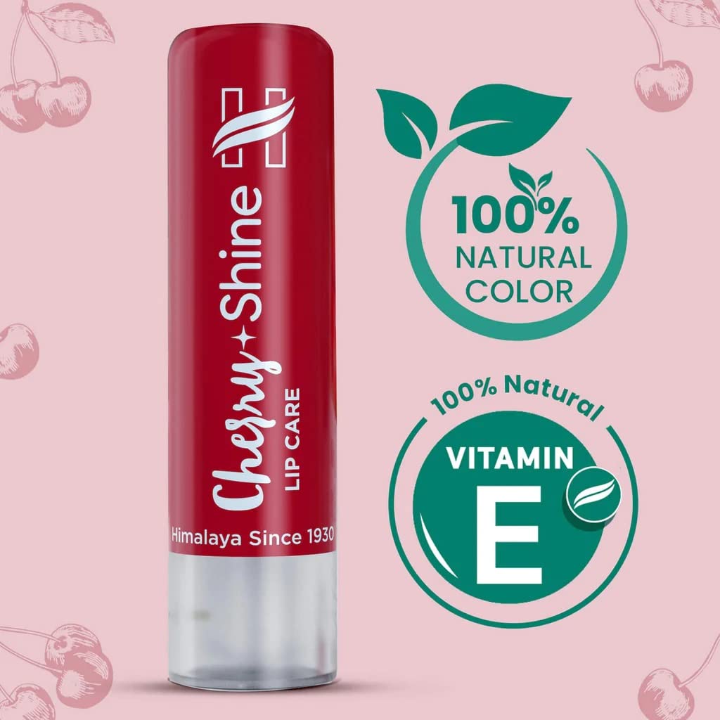 Himalaya Cherry Shine Lip Care 4.5g Natural Glossy Lip Balm With Sweet Cherry Oil For Soft Supple Lips
