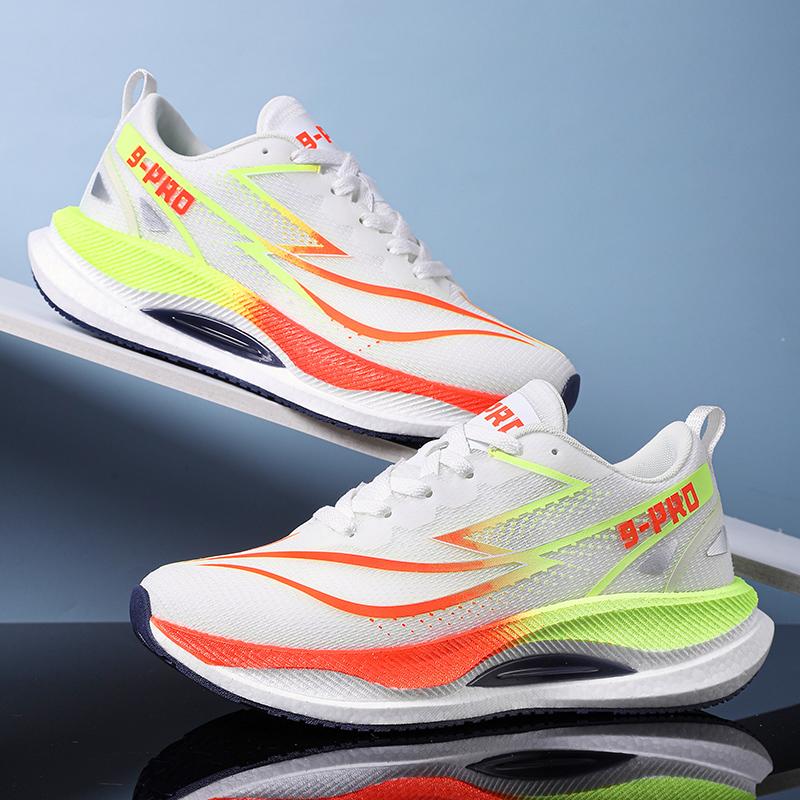 Modische Sportlaufschuhe für Herren und Damen, lässig, atmungsaktiv, Mesh-Oberfläche, Carbonplattenunterstützung, verschleißfeste Gummilaufsohle