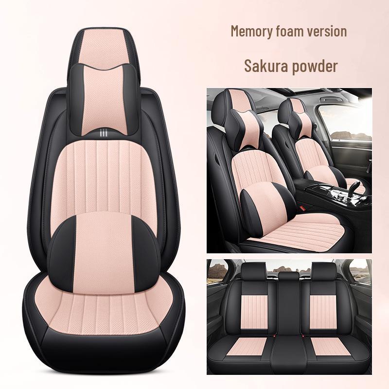 Cross-Border Universal Leather Car Seat Cover Set - Four Seasons, Five-Seater, Full Cushion.