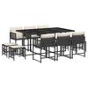 VidaXL Ensemble à Manger de Jardin avec Coussins 11 pcs, Table et Chaises à Dossier Rabattable, Meubles d'Extérieur Patio 3211506