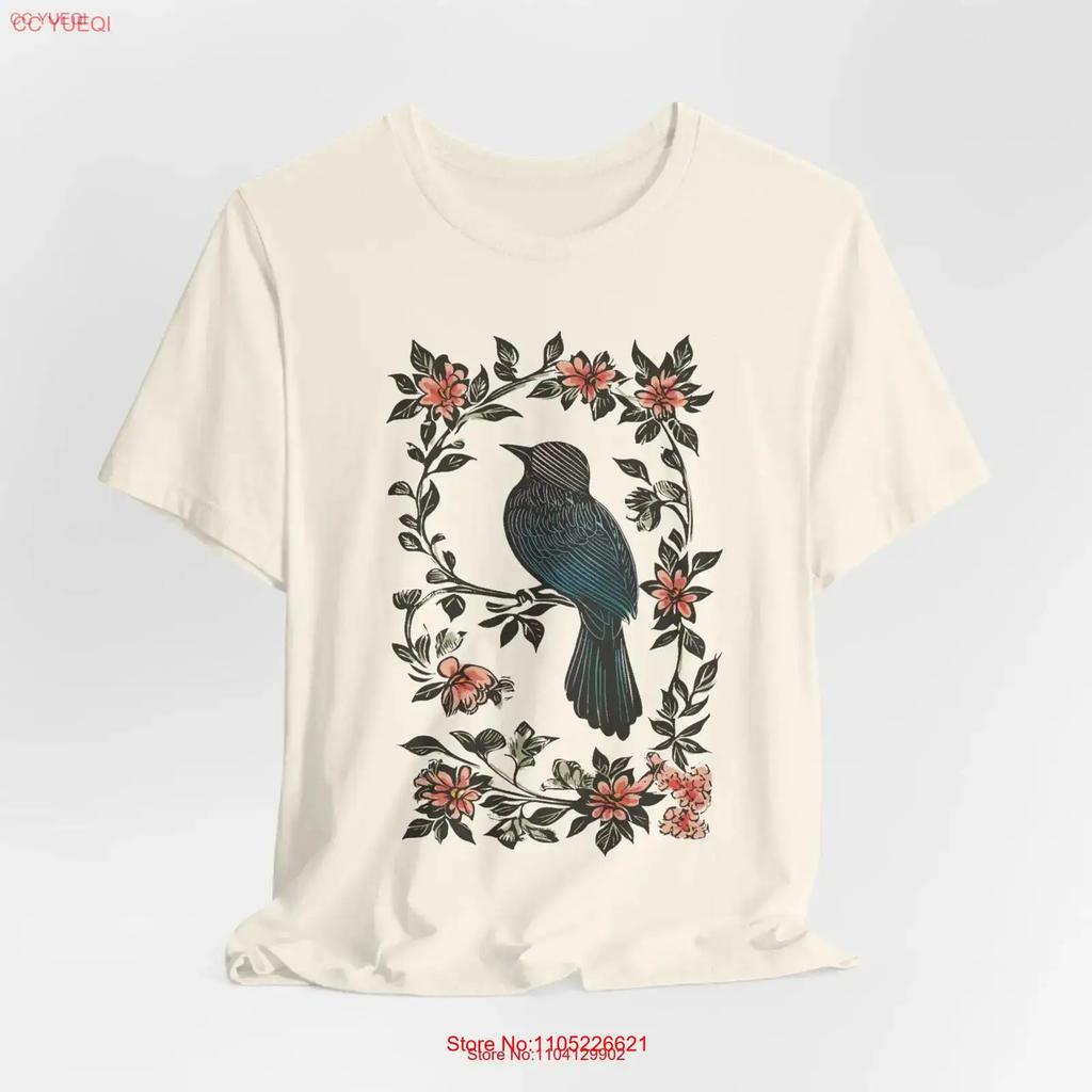 Bird And Flowers T Shirt Lovers Boho Lover Cute Floral Vintage Style For Her Vintage Versatile Unisex Slightly Stretched