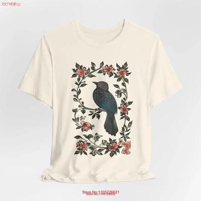 Bird And Flowers T Shirt Lovers Boho Lover Cute Floral Vintage Style For Her Vintage Versatile Unisex Slightly Stretched