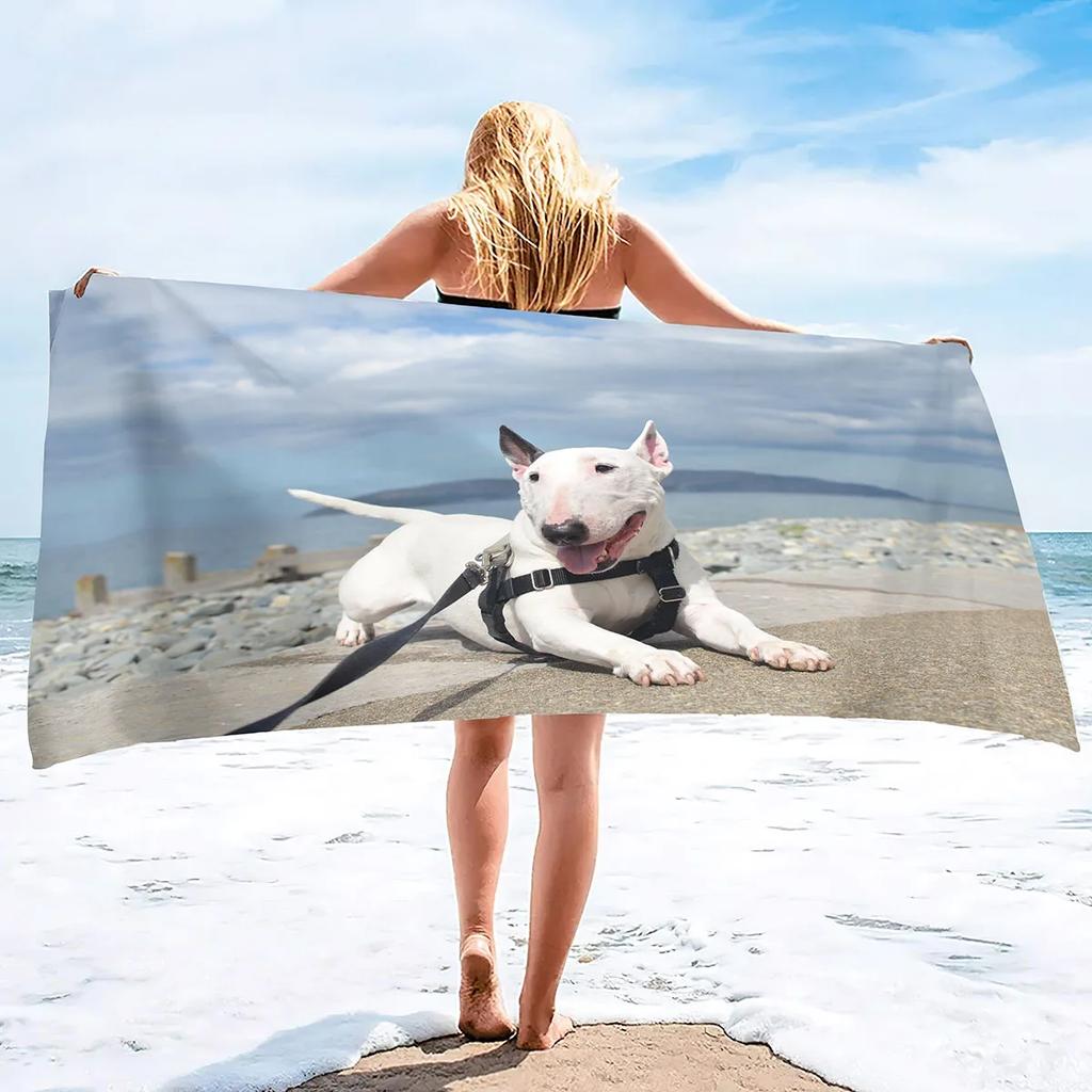 Bull Terrier Print Large Beach Towel for Bath Travel Outdoors Lightweight Soft Towels Super Absorbent Sandproof Quick Dry Towel