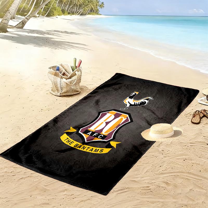 Bradford City AFC Print Beach Towel, Large Soft Quick Dry Towel for Beach Camping Swimming