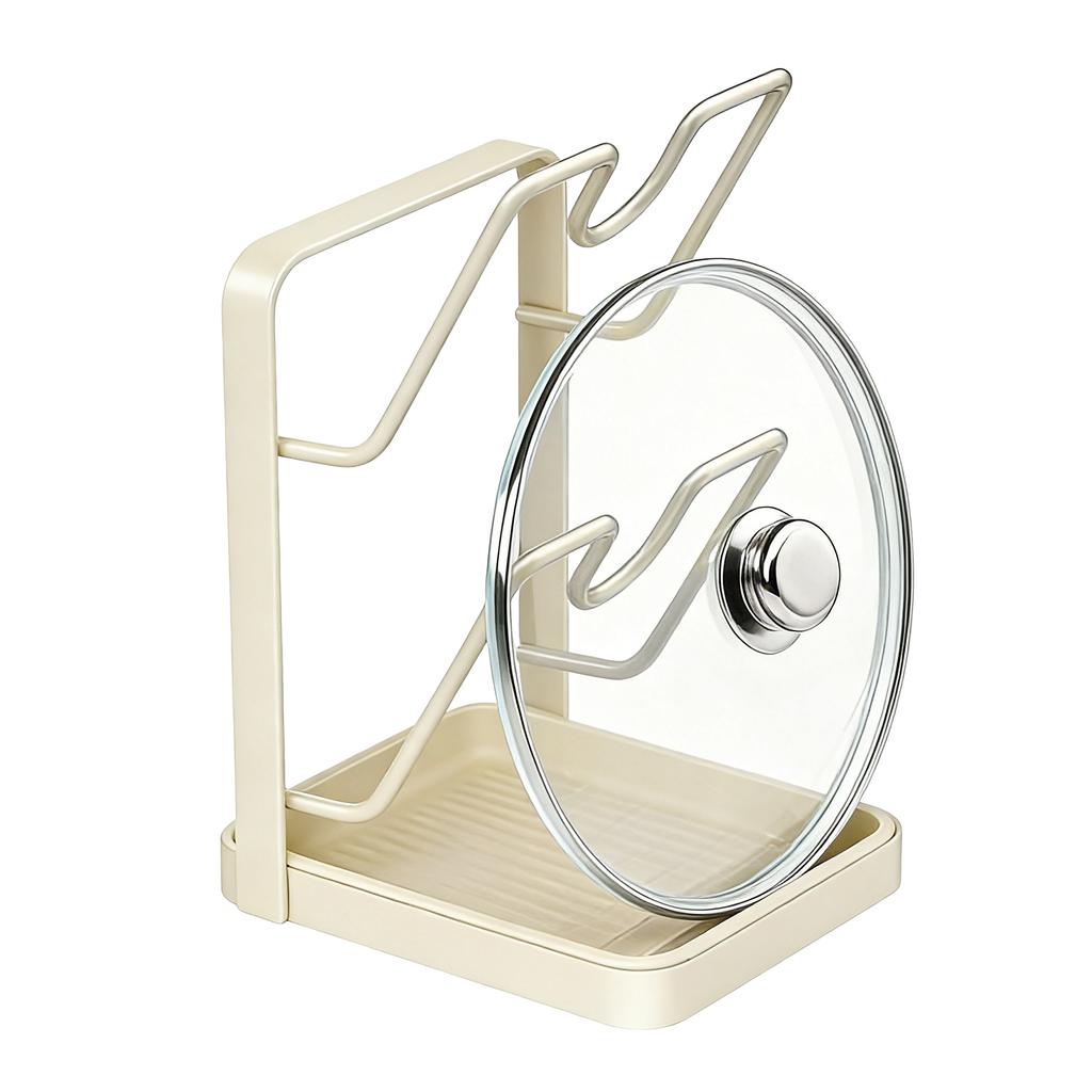 Pot Lid Storage Rack Kitchen Cabinet Cutting Board Storage Organiser Rack Space-Saving Removable Draining Tray (No Pot Lid)