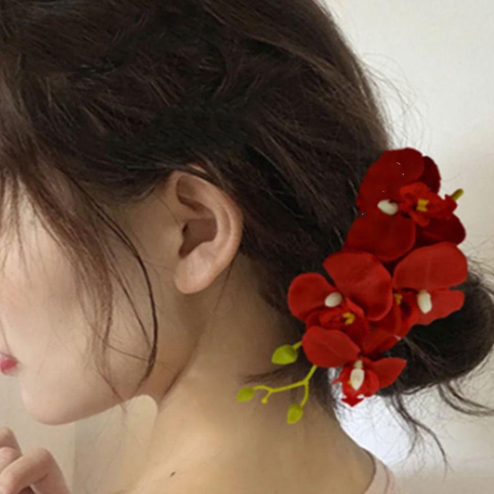 Hair Accessories Orchid Flower Hairpin Butterfly Orchid Bohemia Duckbill Clip  Female