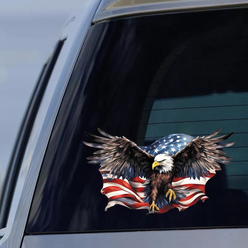 USA Whitehead Eagle Flag Reflective Decal, Premium Waterproof High Visibility Sticker for Car Motorcycle Styling