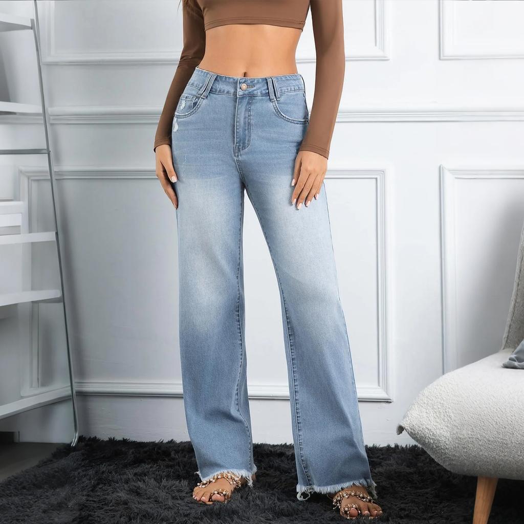 Ladies' Retro Straight Leg High Waisted Jeans