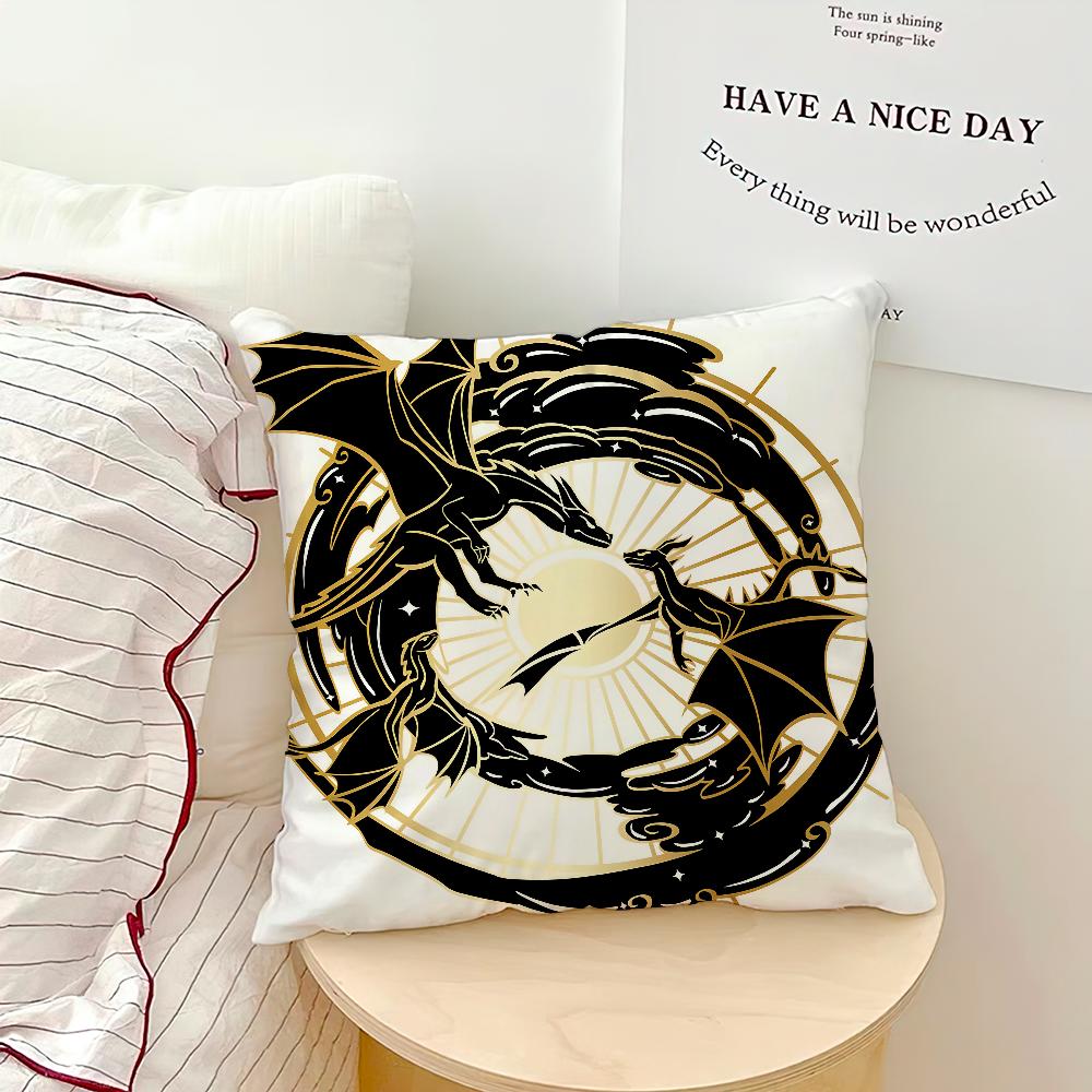Book Dragon Cool Art F-Fourth W-Wing Cushion Cover Soft Pillow Case For Sofa Living Room Home Office Decor Protective Covers