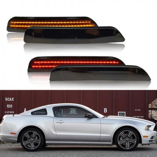 SMOKED Front Rear LED Side Marker Light Bumper Decor For 10-14 Ford Mustang EOA